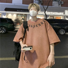 ins潮牌宽松休闲T恤男生新款哥特字母印花短袖JK23234-p35-控48，男装T恤，星座605(原A050)
