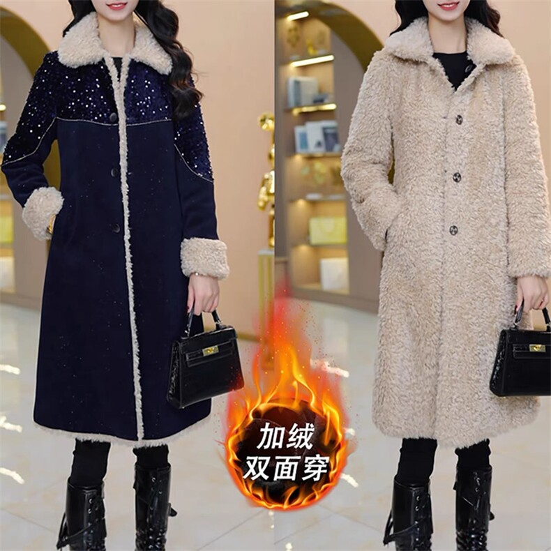 【大货已出】双面穿时尚雪尼尔绒加厚外套女新款显瘦减龄大衣，女装皮草，韩蔻秀