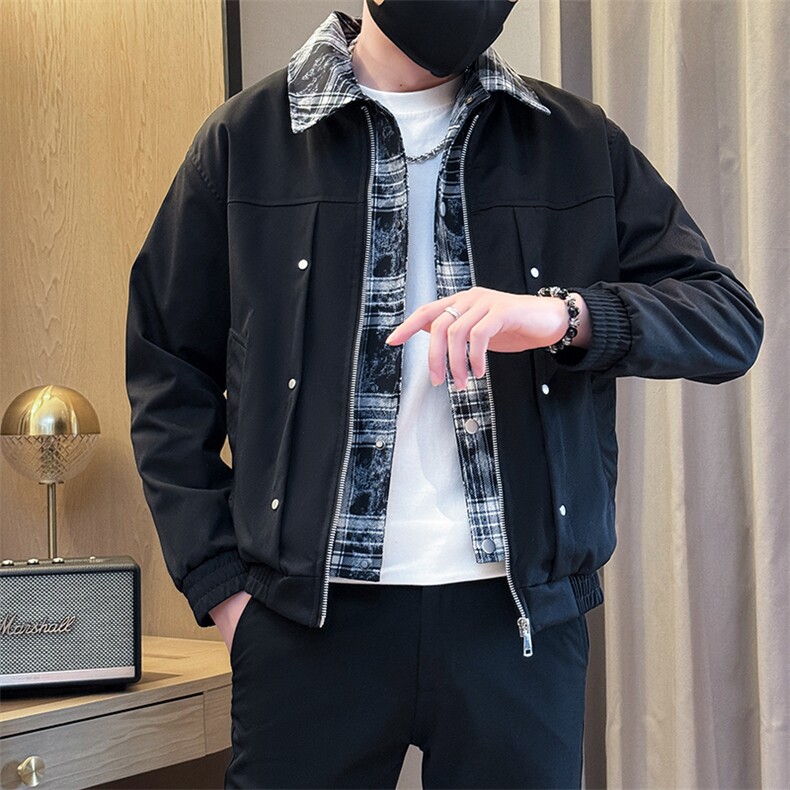 加棉加厚假二件夹克时尚店主小伙风冬季外套男JK2589加棉P90控148,男装夹克,星座301B-1