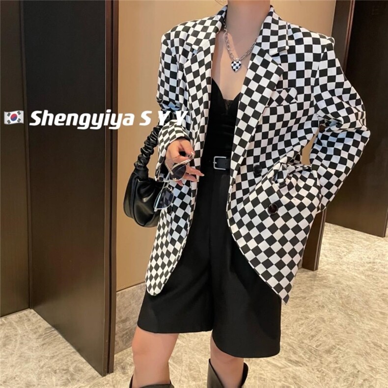 棋盘格西服外套，其它，6·9衣社