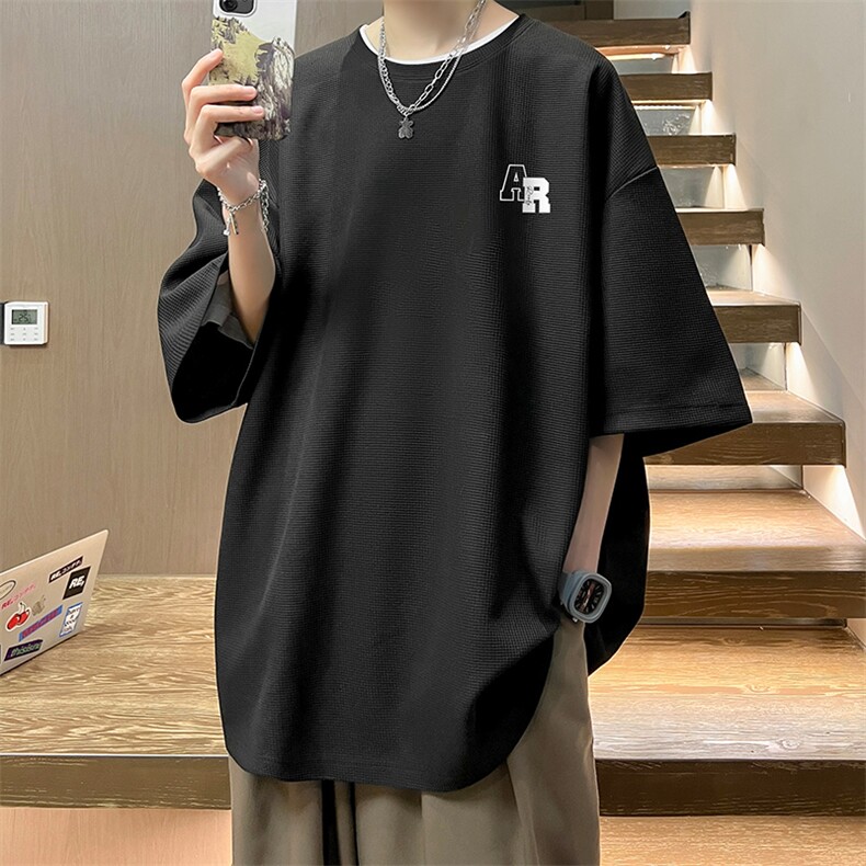 华夫格t恤男短袖男大码五分袖酒店风HT73369-P22,男装T恤,电商A040