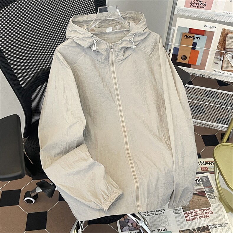 高品质夏款男连帽防晒衣纯色拉链夹克衫外套FS35P38,男装夹克,星座1013-1