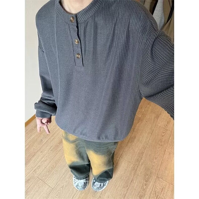 日系简约ins慵懒新款时尚流行文艺百搭原宿潮流长袖毛衣气质，男装针织衫/毛衣，星座516A