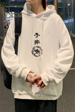 WY2070-P35加绒款-P40纯棉连帽卫衣男大码运动帽衫宽松薄外套男，男装卫衣，电商A040