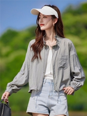 现货2026夏季时尚休闲宽松百搭韩版宽松夏季轻薄短外套，女装防晒衣，靓衣阁