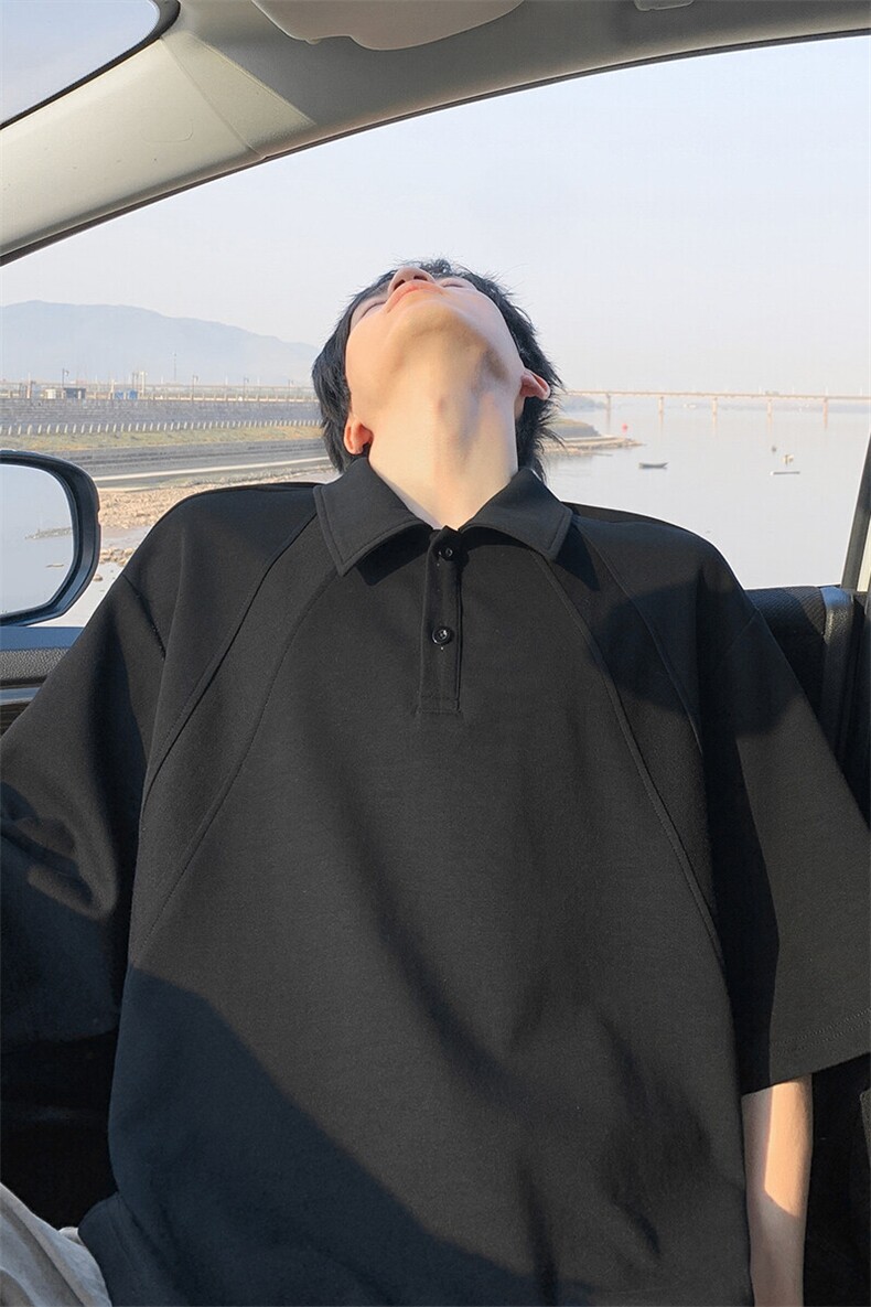 特批P30无差价夏季休闲纯色曼巴棉亨利领大码五分袖T恤男T5370,男装T恤,电商A001