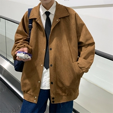 麂皮绒立领夹克男宽松落肩纯色上衣外套JK721-P70，男装夹克，星座1204-3