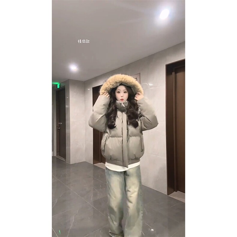 现货三防重磅硬挺boxy短款羽绒棉衣座山雕大毛毛领PU皮棉服外套冬,男装棉衣,电商A443