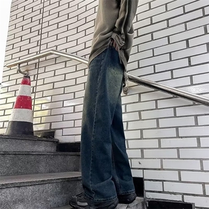 美式街头水洗做旧时尚牛仔裤男春秋直筒宽松欧美高街长裤N071-P46图片