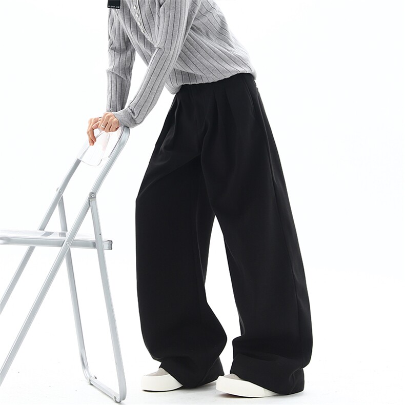 03设计感压褶西装休闲裤宽松慵懒直筒阔腿长裤XZ211-1-K2617-P55，男装西服套装，星座211-1