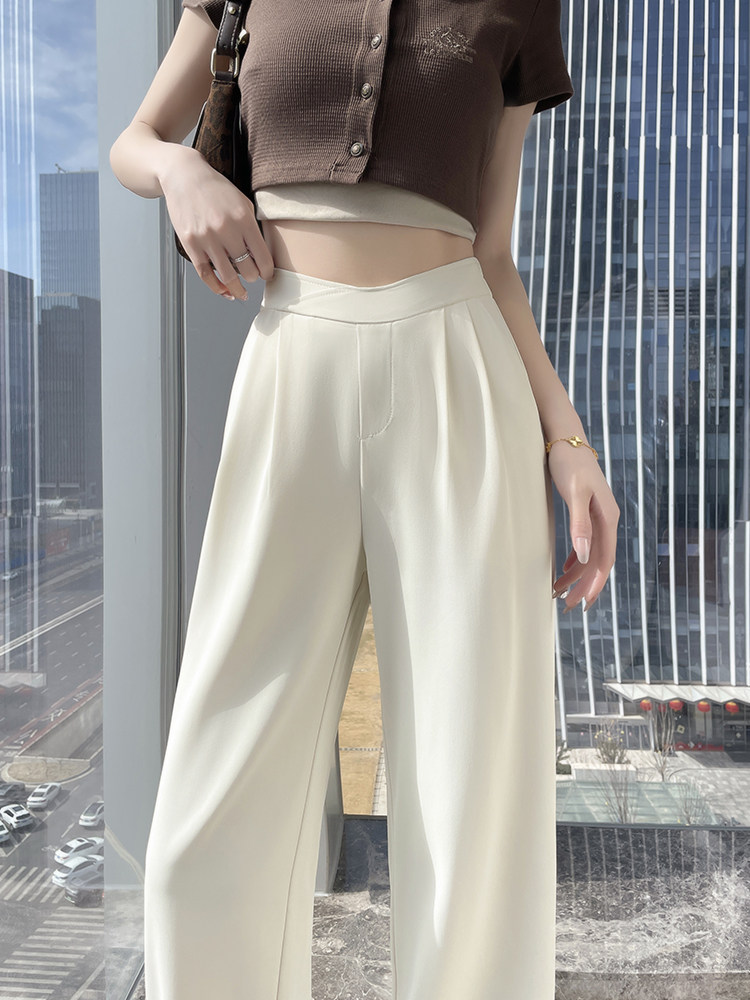 现货2025新款阔腿裤女春夏裤子黑色垂感直筒裤宽松休闲裤女裤,女装休闲裤,云美莎专业女裤-全店现货