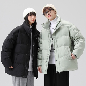 标50%羽绒服大码加厚面包服青年情侣款立领印花保暖外套男P140