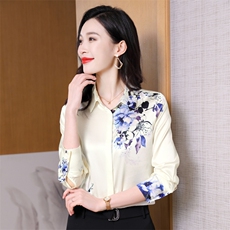 重磅真丝衬衫女长袖2026年春季新款设计感小众印花高端真丝上衣，女装衬衫，阿舍尔精品