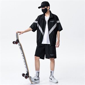夏季新款运动服套装男薄款立领防晒衣休闲两件套DS774T图片