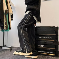 美式hiphop裤子侧边拉链复古牛仔裤男高街vibe直筒裤K5917-P58，男装牛仔裤，星座512-2