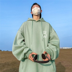 ！ 秋季重磅宽松大码港风小熊印花连帽卫衣LW79-特p35图片