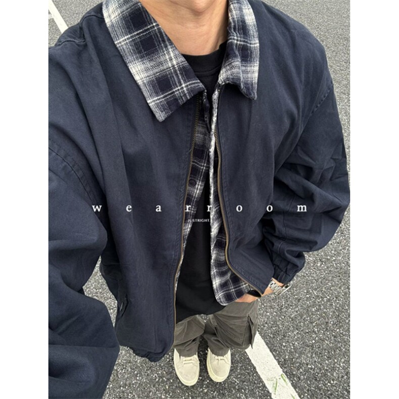 假两件拼接夹克外套男春秋款翻领防风防水男士潮男装JW193,男装夹克,星座1116A（原606A-3）