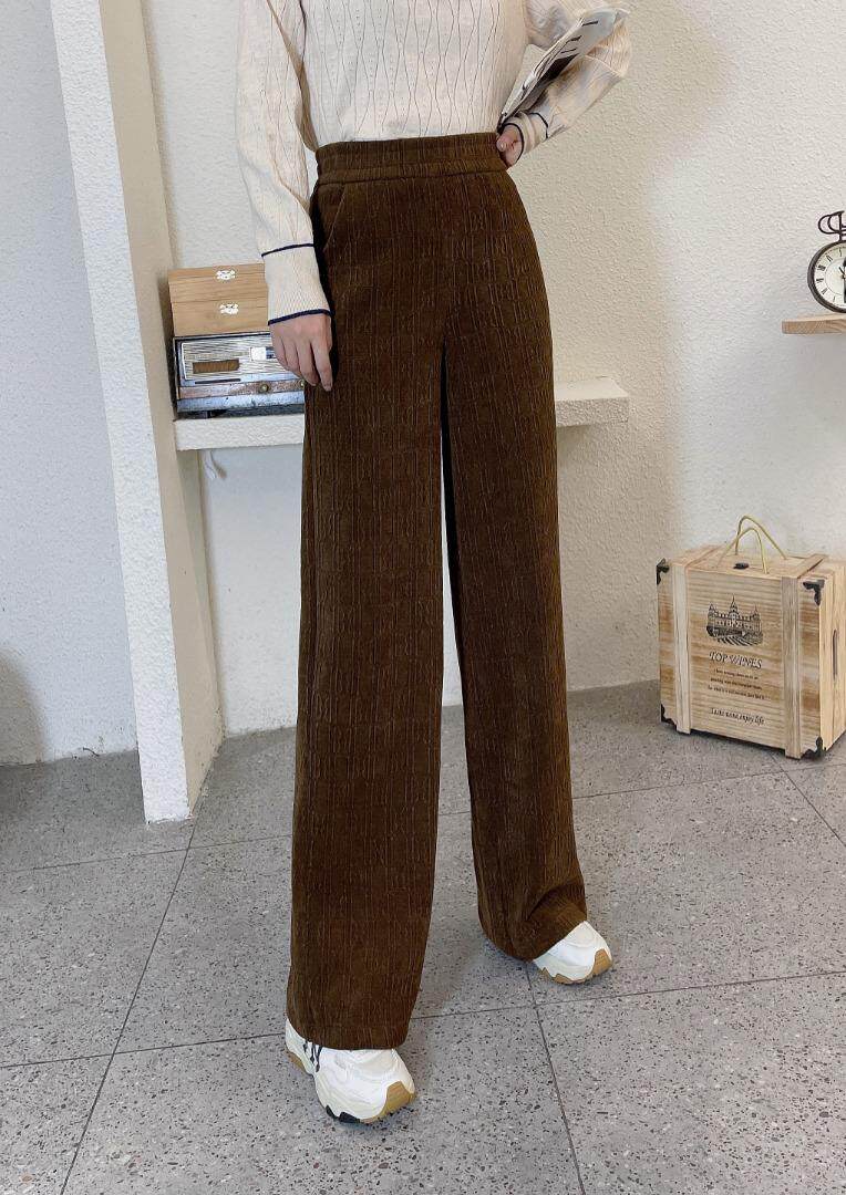 高端欧意提花面料直筒拖地裤M一XXL，其它，简 影