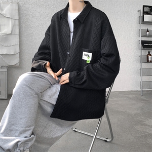 衬衫男秋季新款港风宽松大码提花长袖衬衣CS027-P45图片
