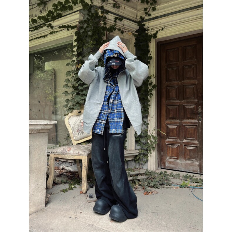 【有货】假两件格子拼接卫衣男款设计感连帽开衫外套JL97CC-特P68，男装卫衣，星座1007（原301D）