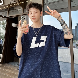 ！2026夏季新款男士发泡立体印花潮牌碎花短袖T2530特P28图片