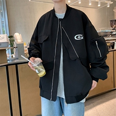 A843-P62美式复古宽松休闲设计感夹克秋季痞帅潮流棒球服外套男，男装夹克，星座512-6