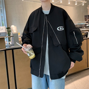 A843-P62 美式复古宽松休闲设计感夹克 秋季痞帅潮流棒球服外套男图片