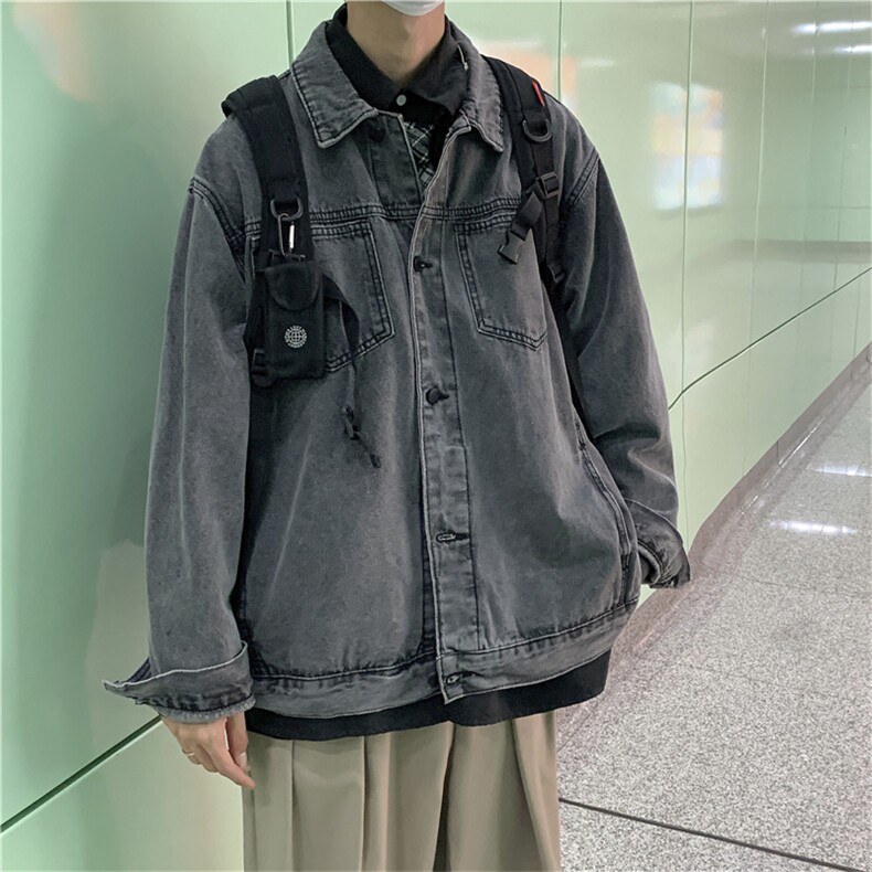 牛仔夹克男春秋新款港风宽松痞帅炸街外套韩版翻领上衣WJ115-P65,男装夹克,星座1008-1