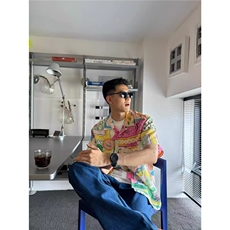 夏威夷短袖花衬衫男女夏季凉感复古油画宽松衬衣外套休闲情侣上衣，男装T恤，星座506A