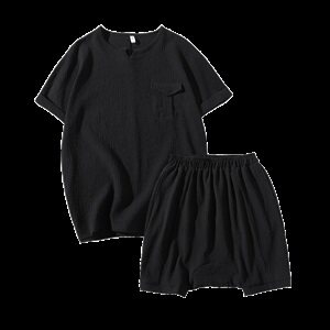 有报告男士短袖T恤套装潮流五分裤一套衣服 DS397T图片