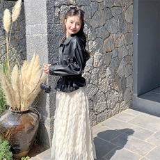 黑色复古皮衣外套半身裙套装女2025春季新款甜酷风气质超火两件套，女装套装/套裙，2C301