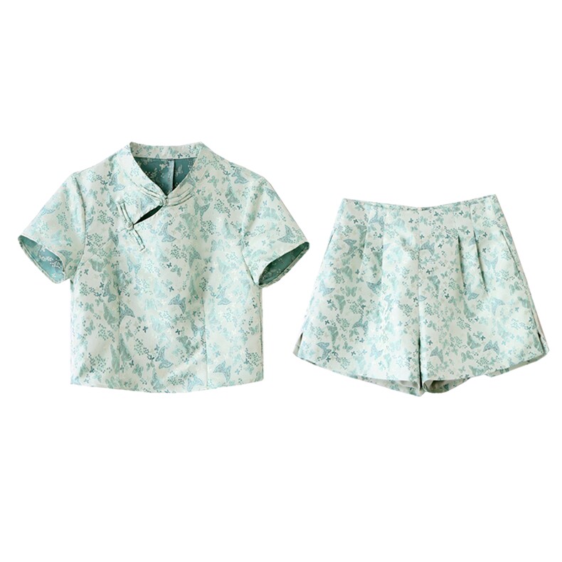 新中式套装女2025夏季新款高级感优雅仙气短裤两件套,女装套装/套裙,众宇琦
