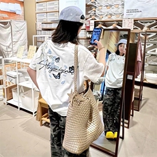 万针全刺绣解构设计260克重磅双纱纯棉高品质美式高街短袖T恤特35，男装T恤，电商A486-1