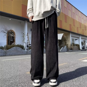 灯芯绒休闲裤男韩版潮流字母刺绣高街帅2024冬季ins长裤K4793-P35图片