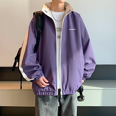 新款现货户外双面穿连帽夹克男冲锋衣外套JK904-P80，男装夹克，星座1204-3
