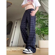 网图现货！美式复古格子裤基础款弯刀休闲裤-EX50885-特批30，男装休闲裤，电商A061