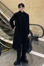 秋冬男长款羊毛呢大衣男羊毛外套长款男风衣韩系风衣Y176P230，男装风衣，星座208-1