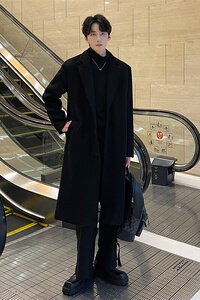 秋冬男长款羊毛呢大衣男羊毛外套长款男风衣韩系风衣 Y176 P230，男装风衣，星座208-1