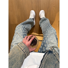现货欧美hiphop炸街提花满印牛仔裤男K5826-P50，男装牛仔裤，星座205