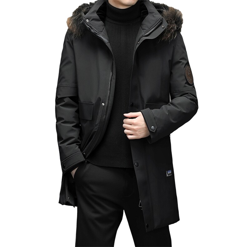 男士羽绒服男中长款2024年冬季新款连帽加厚商务大码男装潮，男装羽绒服，钱塘6003A(原)4033A