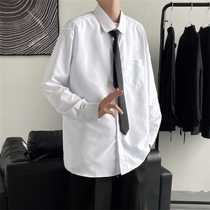 送领带 衬衣港风男士长袖韩版潮流学生班服休闲衬衫学院c021-p30图片