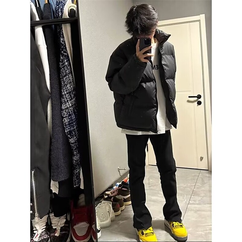 cleanfit纯黑色美式防寒棉服男女冬季加厚外套轻薄百搭立领面包服,男装棉衣,星座1008