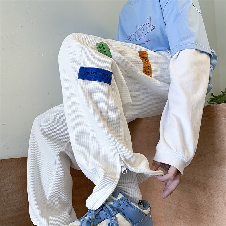 2026秋季华夫格拉链开衩束脚休闲裤XZ604-KP51-P55控68,男装休闲裤,星座604