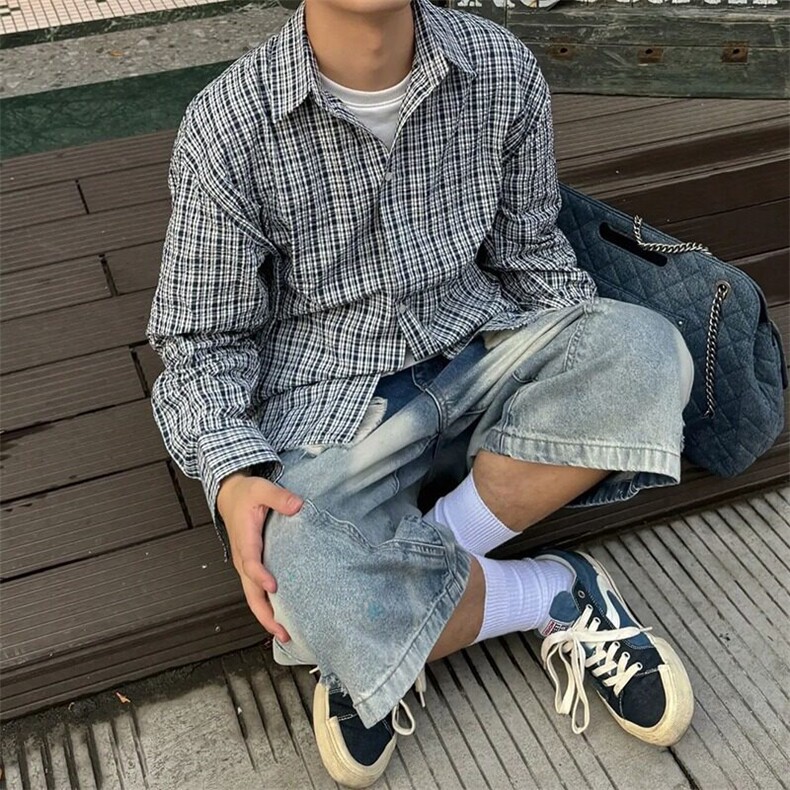 【有货】D3804-特批45水洗破洞牛仔七分裤2025夏高街直筒阔腿中裤,男装牛仔裤,星座603-2