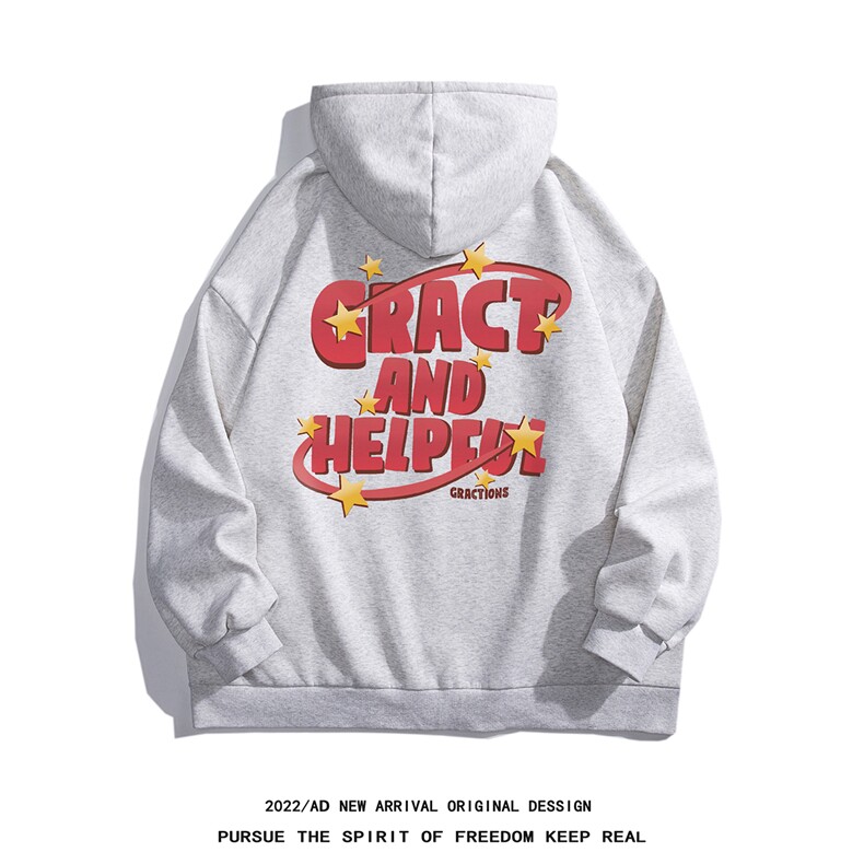 白底23秋季时尚百搭宽松字母印花潮流开衫卫衣H253P65控88，男装卫衣，电商A247-1