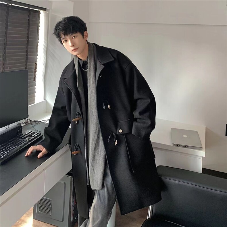 中长款毛呢大衣男秋冬装韩版潮流痞帅风衣外套812-1-2206-P128，男装风衣，星座812