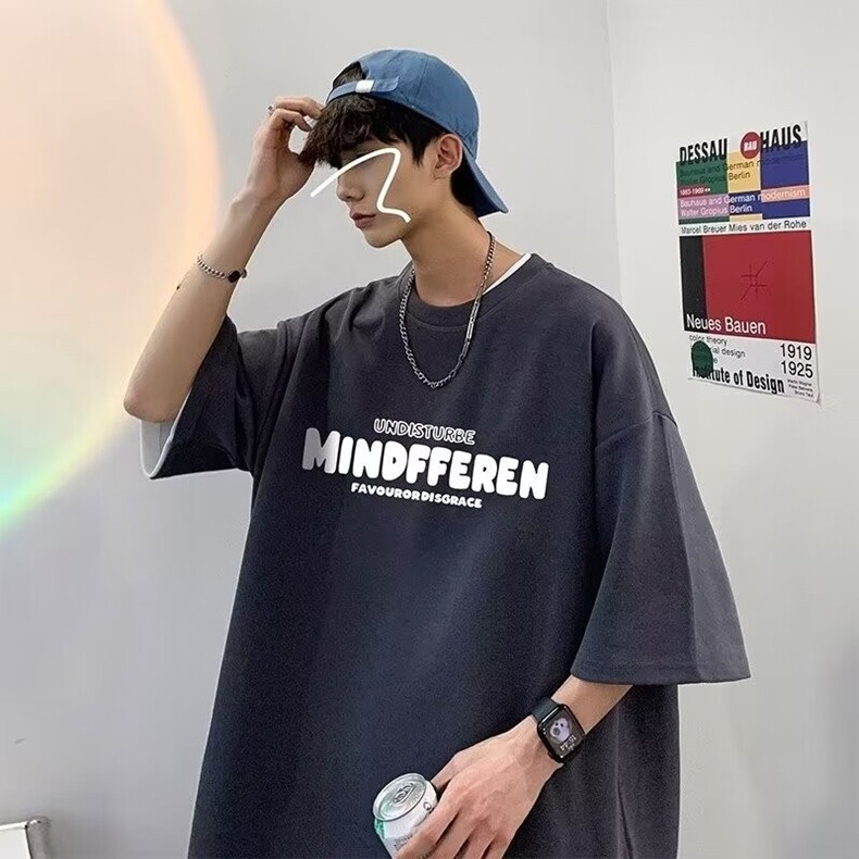港风t恤男生短袖潮夏季纯棉体恤学生宽松百搭休闲上衣服潮牌,男装T恤,星座218-8