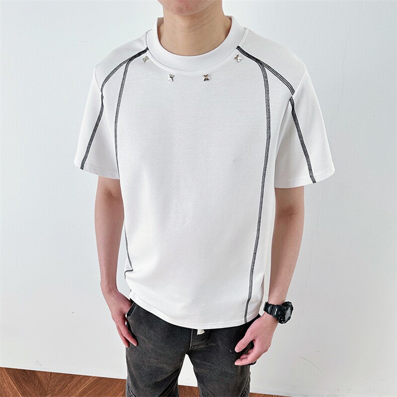 短袖t恤男潮牌夏季宽松2025红潮流ins上衣XZ212-QTX688-P40,男装T恤,星座212