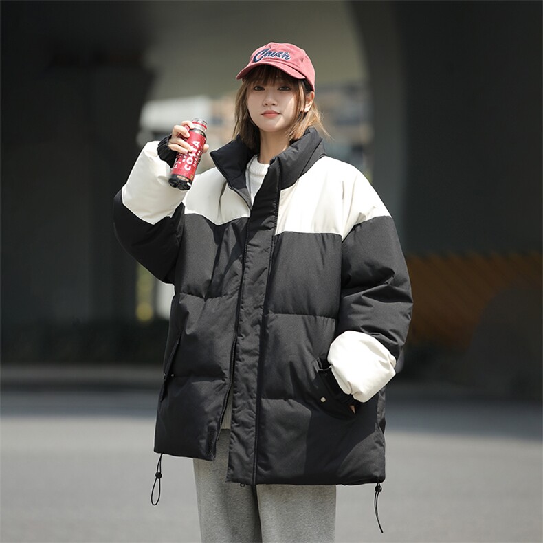 立领棉衣男中性宽松落肩大码拼色加厚保暖棉服A409-1,男装棉衣,电商A409-1