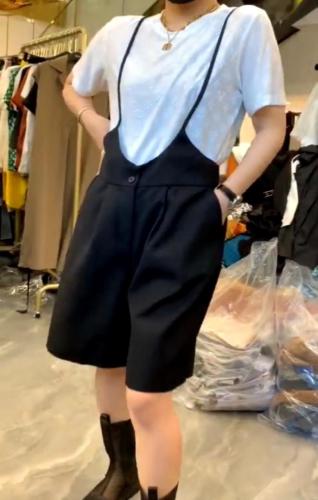CMX2126欧货2021夏季港风两粒扣高腰直筒西装背袋裤潮,女装西装,L·H·X